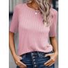 imageDokotoo Womens Tops Trendy Casual 2025 Crew Neck Lightweight Shirts Knit Tunic Basic TShirtA Pink