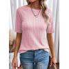 imageDokotoo Womens Tops Trendy Casual 2025 Crew Neck Lightweight Shirts Knit Tunic Basic TShirtA Pink