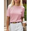 imageDokotoo Womens Tops Trendy Casual 2025 Crew Neck Lightweight Shirts Knit Tunic Basic TShirtA Pink