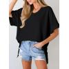 imageDokotoo Womens Tops Trendy Casual 2025 Crew Neck Lightweight Shirts Knit Tunic Basic TShirtBlack 222