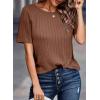 imageDokotoo Womens Tops Trendy Casual 2025 Crew Neck Lightweight Shirts Knit Tunic Basic TShirtCoffee