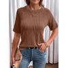 imageDokotoo Womens Tops Trendy Casual 2025 Crew Neck Lightweight Shirts Knit Tunic Basic TShirtCoffee