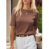 imageDokotoo Womens Tops Trendy Casual 2025 Crew Neck Lightweight Shirts Knit Tunic Basic TShirtCoffee