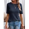 imageDokotoo Womens Tops Trendy Casual 2025 Crew Neck Lightweight Shirts Knit Tunic Basic TShirtDirty Blue