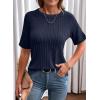 imageDokotoo Womens Tops Trendy Casual 2025 Crew Neck Lightweight Shirts Knit Tunic Basic TShirtDirty Blue