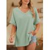 imageDokotoo Womens Tops Trendy Casual 2025 Crew Neck Lightweight Shirts Knit Tunic Basic TShirtGrass Green 222