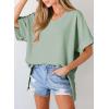 imageDokotoo Womens Tops Trendy Casual 2025 Crew Neck Lightweight Shirts Knit Tunic Basic TShirtGrass Green 222