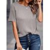 imageDokotoo Womens Tops Trendy Casual 2025 Crew Neck Lightweight Shirts Knit Tunic Basic TShirtGray