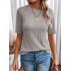 imageDokotoo Womens Tops Trendy Casual 2025 Crew Neck Lightweight Shirts Knit Tunic Basic TShirtGray