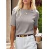 imageDokotoo Womens Tops Trendy Casual 2025 Crew Neck Lightweight Shirts Knit Tunic Basic TShirtGray