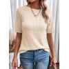 imageDokotoo Womens Tops Trendy Casual 2025 Crew Neck Lightweight Shirts Knit Tunic Basic TShirtOatmeal