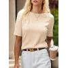 imageDokotoo Womens Tops Trendy Casual 2025 Crew Neck Lightweight Shirts Knit Tunic Basic TShirtOatmeal