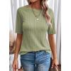 imageDokotoo Womens Tops Trendy Casual 2025 Crew Neck Lightweight Shirts Knit Tunic Basic TShirtSpinach Green