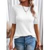 imageDokotoo Womens Tops Trendy Casual 2025 Crew Neck Lightweight Shirts Knit Tunic Basic TShirtWhite