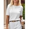 imageDokotoo Womens Tops Trendy Casual 2025 Crew Neck Lightweight Shirts Knit Tunic Basic TShirtWhite