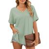 imageDokotoo Womens Tops Trendy Casual 2025 Crew Neck Lightweight Shirts Knit Tunic Basic TShirtGrass Green 222