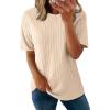 imageDokotoo Womens Tops Trendy Casual 2025 Crew Neck Lightweight Shirts Knit Tunic Basic TShirtOatmeal