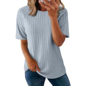 imageDokotoo Womens Tops Trendy Casual 2025 Crew Neck Lightweight Shirts Knit Tunic Basic TShirtA Beau Blue