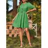 imageDokotoo Summer Dresses for Women 2025 Tie Front V Neck Short Puff Sleeve Hollow Out Lace Wedding Guest DressDark Green