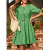 imageDokotoo Summer Dresses for Women 2025 Tie Front V Neck Short Puff Sleeve Hollow Out Lace Wedding Guest DressDark Green