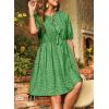 imageDokotoo Summer Dresses for Women 2025 Tie Front V Neck Short Puff Sleeve Hollow Out Lace Wedding Guest DressDark Green
