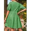 imageDokotoo Summer Dresses for Women 2025 Tie Front V Neck Short Puff Sleeve Hollow Out Lace Wedding Guest DressDark Green