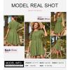 imageDokotoo Summer Dresses for Women 2025 Tie Front V Neck Short Puff Sleeve Hollow Out Lace Wedding Guest DressGreen