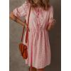 imageDokotoo Summer Dresses for Women 2025 Tie Front V Neck Short Puff Sleeve Hollow Out Lace Wedding Guest DressPink