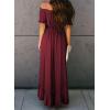 imageDokotoo Womens 2025 Off The Shoulder Casual Short Sleeve Maxi Dress High Low Solid Cocktail Skater DressesWine