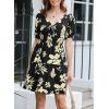 imageDokotoo Womens Dresses 2025 Deep V Neck Lantern Sleeve Summer Dresses Shirred Elastic Waist ALine Mini DressBlack