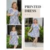 imageDokotoo Womens Dresses 2025 Deep V Neck Lantern Sleeve Summer Dresses Shirred Elastic Waist ALine Mini DressBlue