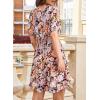 imageDokotoo Womens Dresses 2025 Deep V Neck Lantern Sleeve Summer Dresses Shirred Elastic Waist ALine Mini DressPurple