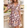 imageDokotoo Womens Dresses 2025 Deep V Neck Lantern Sleeve Summer Dresses Shirred Elastic Waist ALine Mini DressPurple