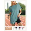 imageDokotoo Womens Summer 2025 Casual Short Sleeve Shirts Loose Fit Oversized Tshirts Tunic Tops with PocketsA Green