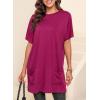 imageDokotoo Womens Summer 2025 Casual Short Sleeve Shirts Loose Fit Oversized Tshirts Tunic Tops with PocketsA Rose