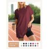 imageDokotoo Womens Summer 2025 Casual Short Sleeve Shirts Loose Fit Oversized Tshirts Tunic Tops with PocketsA13 Mauve