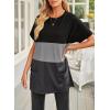 imageDokotoo Womens Summer 2025 Casual Short Sleeve Shirts Loose Fit Oversized Tshirts Tunic Tops with PocketsA37 Black Grey