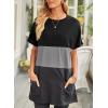 imageDokotoo Womens Summer 2025 Casual Short Sleeve Shirts Loose Fit Oversized Tshirts Tunic Tops with PocketsA37 Black Grey