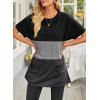 imageDokotoo Womens Summer 2025 Casual Short Sleeve Shirts Loose Fit Oversized Tshirts Tunic Tops with PocketsA37 Black Grey