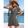 imageDokotoo Womens Summer Dresses 2025 Deep V Neck Ruffle Floral Flowy Mini Dress Sundress Vacation Beach OutfitsBlack