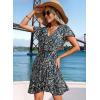imageDokotoo Womens Summer Dresses 2025 Deep V Neck Ruffle Floral Flowy Mini Dress Sundress Vacation Beach OutfitsBlue