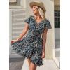 imageDokotoo Womens Summer Dresses 2025 Deep V Neck Ruffle Floral Flowy Mini Dress Sundress Vacation Beach OutfitsBlue