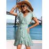 imageDokotoo Womens Summer Dresses 2025 Deep V Neck Ruffle Floral Flowy Mini Dress Sundress Vacation Beach OutfitsGreen