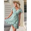 imageDokotoo Womens Summer Dresses 2025 Deep V Neck Ruffle Floral Flowy Mini Dress Sundress Vacation Beach OutfitsGreen