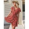 imageDokotoo Womens Summer Dresses 2025 Deep V Neck Ruffle Floral Flowy Mini Dress Sundress Vacation Beach OutfitsRed