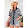 imageDokotoo Womens Waffle Knit Tops 2025 Spring Summer Button V Neck Short Sleeve Shirts Casual Lightweight Stripe BlousesSky Blue Stripe