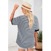 imageDokotoo Womens Waffle Knit Tops 2025 Spring Summer Button V Neck Short Sleeve Shirts Casual Lightweight Stripe BlousesSky Blue Stripe