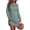 imageDokotoo Fall Dresses for Women 2025 Crew Neck Long Sleeve A Line Shift Dress Solid Color Loose Fit Mini DressCanton