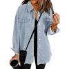 imageDokotoo Womens Oversized Denim Jacket Casual Long Sleeve Denim Shirts Distresse Jean Jacket Fall Outfits 2025A Beau Blue