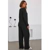 imageDokotoo 2 Piece Lounge Sets for Women Ribbed Knit Button V Neck Long Sleeve Tops Matching Pants Pajamas Set 2025 Fall OutfitsBlack